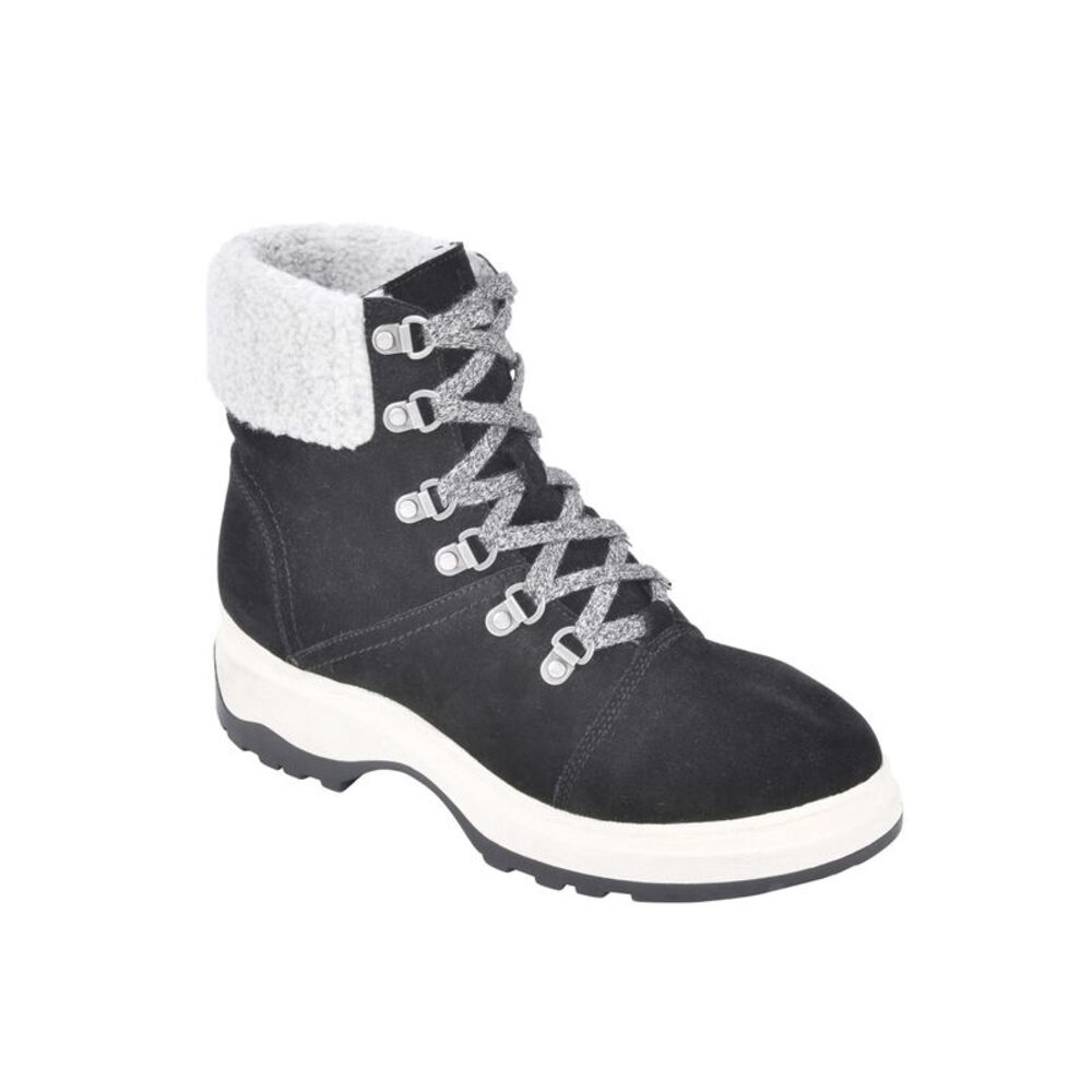 WHITE MOUNTAIN Womens Black Water Resistant Bravo Platform Leather Booties 6 M